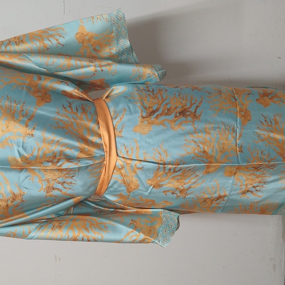 NEW! Sassy Jones Printed Wrap Topper Robe with Belt, Teal - Picture 9 of 15
